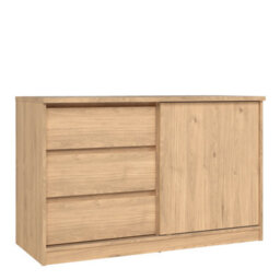 Furniture To Go Naia Storage Unit With 1 Sliding Door And 3 Drawers In Jackson Hickory Oak (W) 118.9 X  (H) 75.6 X (D) 50Cm - thumbnail 1