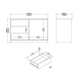 Furniture To Go Naia Storage Unit With 1 Sliding Door And 3 Drawers In Jackson Hickory Oak (W) 118.9 X  (H) 75.6 X (D) 50Cm - thumbnail 9