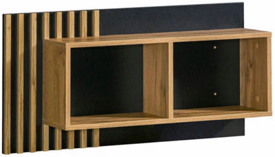 Arte Lamelo La11 Wall Shelf - Contemporary Elegance In Oak Wotan & Black Matt, H460mm W900mm D220mm