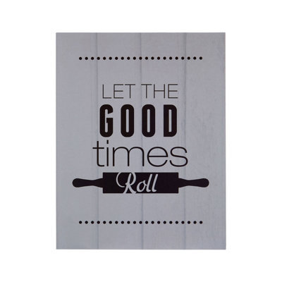 Premier Housewares Interiors By Premier Let The Good Times Roll Wall Plaque, Fun Rolling Pin Graphic With Playful Typography, Lighthearted Decor