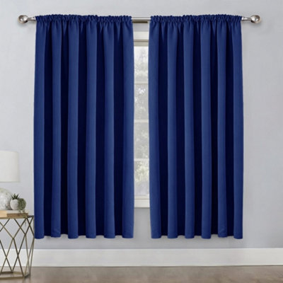 Bedlooms Navy Thermal Insulated Blackout Pencil Pleat Standard Window Curtain (Pair) 66 X 54 Inches With Tie Backs Two - image 1