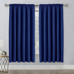 Bedlooms Navy Thermal Insulated Blackout Pencil Pleat Standard Window Curtain (Pair) 66 X 54 Inches With Tie Backs Two - thumbnail 1