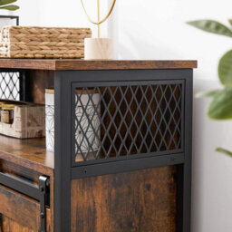 Songmics Vasagle Storage Cabinet, Cupboard With Sliding Barn Door, Open Compartment, Adjustable Shelf, Industrial, For Hallway, Living Room - thumbnail 7