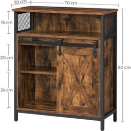 Songmics Vasagle Storage Cabinet, Cupboard With Sliding Barn Door, Open Compartment, Adjustable Shelf, Industrial, For Hallway, Living Room - thumbnail 9