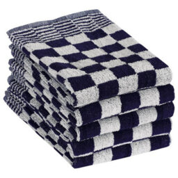 Berkfield 10 Piece Towel Set Blue And White Cotton - thumbnail 4