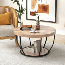 Tea Cocktail Table With Faux Wooden Top For Storage - thumbnail 3
