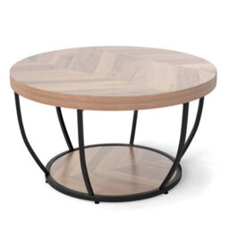 Tea Cocktail Table With Faux Wooden Top For Storage - thumbnail 5