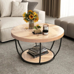 Tea Cocktail Table With Faux Wooden Top For Storage - thumbnail 1