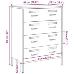 Vidaxl Sideboard Anthracite 68X39X89 Cm Steel - thumbnail 3
