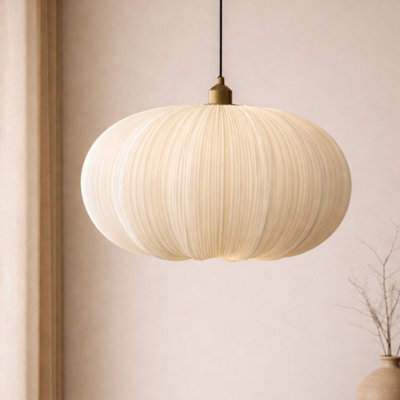 CGC Interiors Cgc Palmira Large Oval Stretch Ruffled Silk Fabric Lampshade - image 1