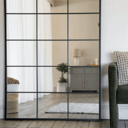 Jōbū Jobu Home - Kyo - Full Length Black Metal Rectangle Lattice Grid Mirror - 180Cm X 105Cm - thumbnail 3