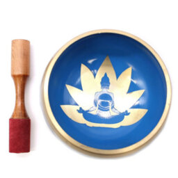 Serenityy 14Cm Tibetan Singing Bowl Set - White/blue, Includes Striker And Cushion, Ideal For Yoga And Meditation