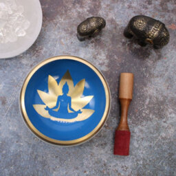 Serenityy 14Cm Tibetan Singing Bowl Set - White/blue, Includes Striker And Cushion, Ideal For Yoga And Meditation - thumbnail 2