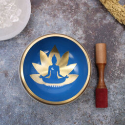 Serenityy 14Cm Tibetan Singing Bowl Set - White/blue, Includes Striker And Cushion, Ideal For Yoga And Meditation - thumbnail 3