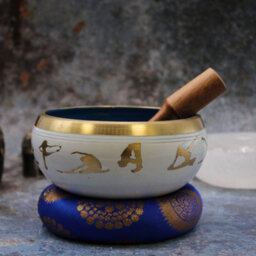 Serenityy 14Cm Tibetan Singing Bowl Set - White/blue, Includes Striker And Cushion, Ideal For Yoga And Meditation - thumbnail 4