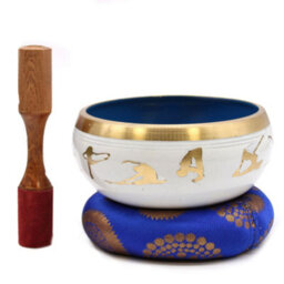 Serenityy 14Cm Tibetan Singing Bowl Set - White/blue, Includes Striker And Cushion, Ideal For Yoga And Meditation - thumbnail 7