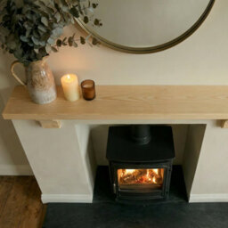 Off The Grain Wooden Mantel Shelf - Solid Pine With Corbels, Natural Paintable - L110Cm - thumbnail 4