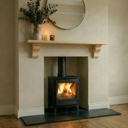 Off The Grain Wooden Mantel Shelf - Solid Pine With Corbels, Natural Paintable - L110Cm - thumbnail 2