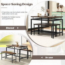 3 Pack Kitchen Dining Room Furniture Set W/ 108Cm Wooden Kitchen Table3 Pack Kitchen Dining Room Furniture Set W/ 108Cm Wooden Kit - thumbnail 6