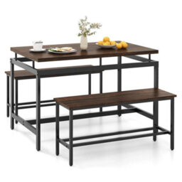 3 Pack Kitchen Dining Room Furniture Set W/ 108Cm Wooden Kitchen Table3 Pack Kitchen Dining Room Furniture Set W/ 108Cm Wooden Kit - thumbnail 1