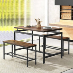 3 Pack Kitchen Dining Room Furniture Set W/ 108Cm Wooden Kitchen Table3 Pack Kitchen Dining Room Furniture Set W/ 108Cm Wooden Kit - thumbnail 3
