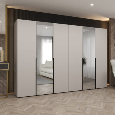 Arte Serene Cashmere Hinged Door Wardrobe 300Cm - Calm Storage With Mirrored Panels - image 1