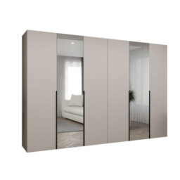 Arte Serene Cashmere Hinged Door Wardrobe 300Cm - Calm Storage With Mirrored Panels - thumbnail 2
