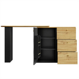 Abrihome 138-204 X 39 X 104 Cm, Extendable Bar Table With 360-Degree Rotating Top, Storage & Wood Grain Finish - thumbnail 8