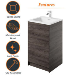 Plum&clay Borneo Brown Dark Wood Freestanding Vanity Unit & Basin Set Bathroom Furniture (W)500mm (H)855mm - thumbnail 5