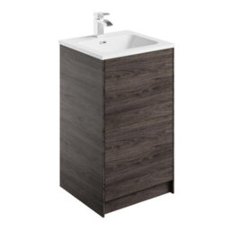 Plum&clay Borneo Brown Dark Wood Freestanding Vanity Unit & Basin Set Bathroom Furniture (W)500mm (H)855mm - thumbnail 2