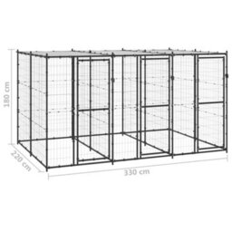 Walplus Outdoor Dog Kennel Steel With Roof 7.26 M² - thumbnail 6