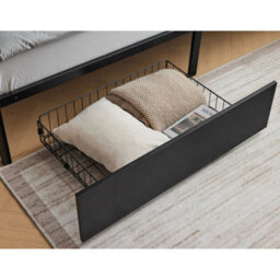 Single Bunk Bed Frame Metal Loft Sleeper Two Drawers Ladder Safety Guardrail - thumbnail 5