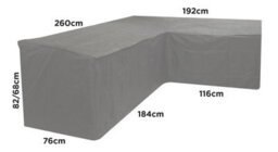 Woodside Grey L Shape Outdoor Dining Waterproof Patio Set Cover Rattan, Medium Left Side Long - thumbnail 2