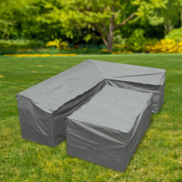 Woodside Grey L Shape Outdoor Dining Waterproof Patio Set Cover Rattan, Medium Left Side Long - thumbnail 4
