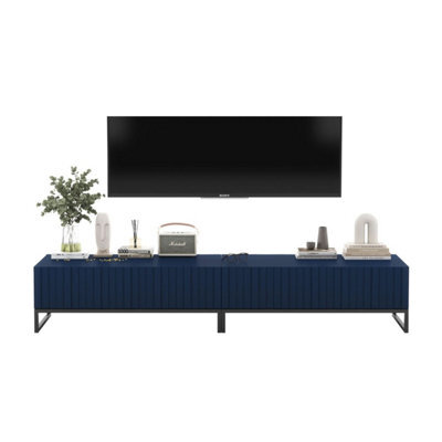 Heze Furniture Elpis Glamour Tv Sideboard 220 Cm Tv Unit - Navy Matt / Black Frame - image 1