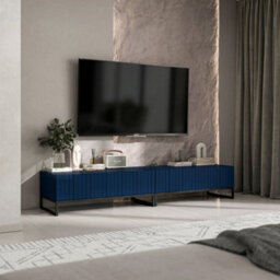 Heze Furniture Elpis Glamour Tv Sideboard 220 Cm Tv Unit - Navy Matt / Black Frame - thumbnail 3