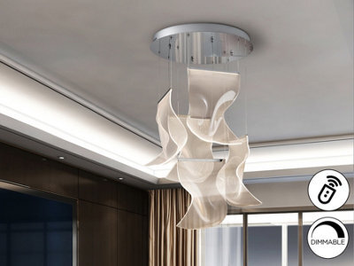 Luminosa Lighting Luminosa Velos Cluster Pendant Ceiling 5 Light Chrome Led 3000K Dimmable Remote Control - Uk Stock - image 1