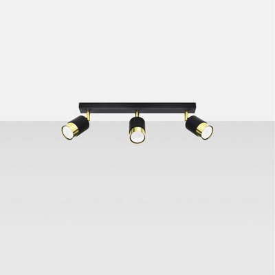 Luminosa Lighting Luminosa Nero Ceiling Spotlight Bar, Black/golden, 3X Gu10 - image 1