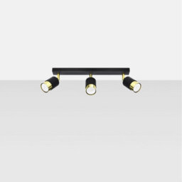 Luminosa Lighting Luminosa Nero Ceiling Spotlight Bar, Black/golden, 3X Gu10 - thumbnail 1