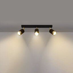 Luminosa Lighting Luminosa Nero Ceiling Spotlight Bar, Black/golden, 3X Gu10 - thumbnail 2
