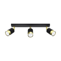 Luminosa Lighting Luminosa Nero Ceiling Spotlight Bar, Black/golden, 3X Gu10 - thumbnail 3