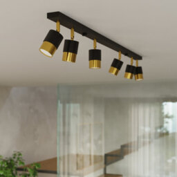 Luminosa Lighting Luminosa Nero Ceiling Spotlight Bar, Black/golden, 3X Gu10 - thumbnail 8