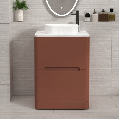 Royal Bathrooms Venice 600mm Terracotta Clay Freestanding Bathroom Countertop Vanity Unit 2 Drawer With Lyon Basin - image 1