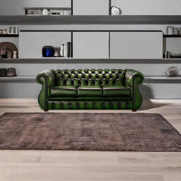 Chesterfield 3 Seater Antique Green Leather Sofa Bespoke In Kimberley Style - thumbnail 3