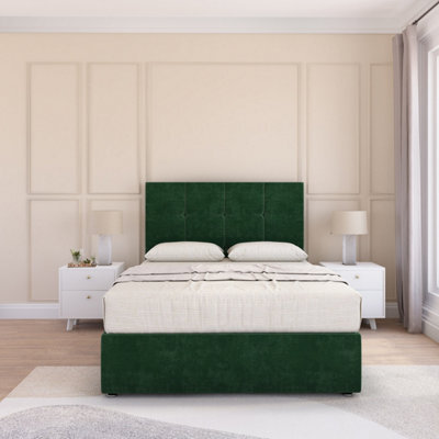 Sloomy Jasmine Emerald Plush 6Ft Memory Foam Bed Set With No Drawers, Mattress & Headboard- Super King - image 1