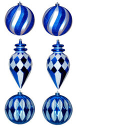 Christmas Tree World The Blue & Silver 15Cm Large Feature Bauble 6Pc Set - thumbnail 2