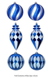Christmas Tree World The Blue & Silver 15Cm Large Feature Bauble 6Pc Set - thumbnail 3