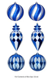 Christmas Tree World The Blue & Silver 15Cm Large Feature Bauble 6Pc Set - thumbnail 1
