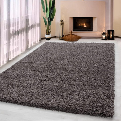 UETIAN Luxurious Shaggy Rugs Soft Extra Thick Area Rugs Heavy 5Cm Dense Pile For Living Room Bedroom Hallway (Taupe, 60 X 110Cm) - image 1
