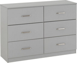 Seconique Dakota 6 Drawer Chest Of Drawers Light Grey